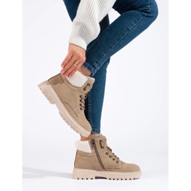 Stílusos trapperek Eco bőrből bézs 2