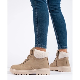 Stílusos trapperek Eco bőrből bézs 1