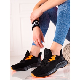 TRENDI Kötett sportcipő fekete sárga 1