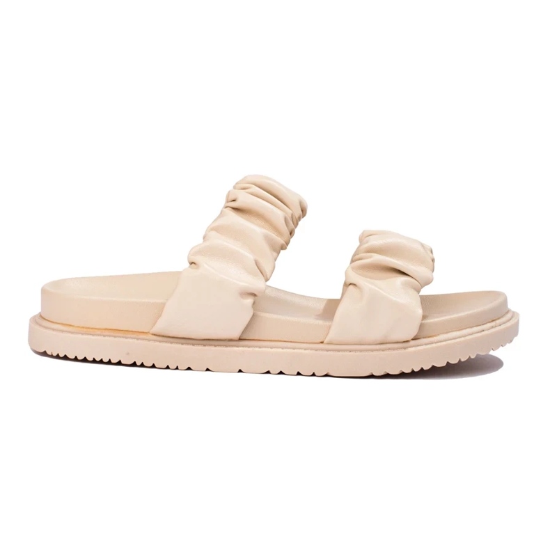 J. Star Bézs színű csíkos papucs 1