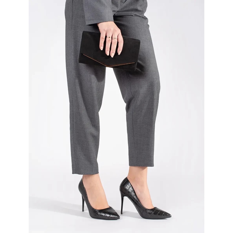 Divatos női magassarkú pumpák fekete 2