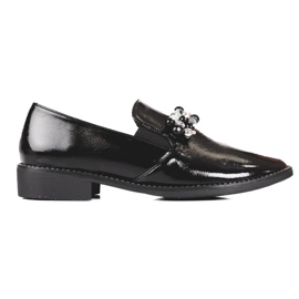 Női lakkbőr lordok díszítéssel, fekete 1