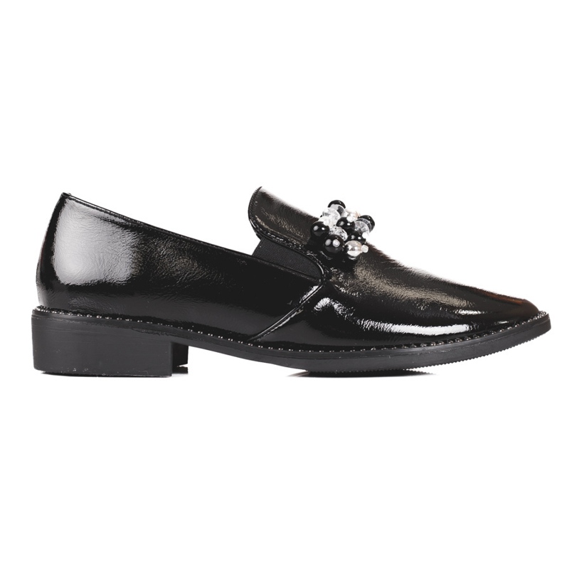 Női lakkbőr lordok díszítéssel, fekete 1