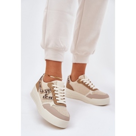 Női sportcipő a platformon leopárd khaki bézs 2 Női sportcipő a platformon leopárd khaki bézs 2