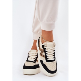 Női sportcipő a platformon leopárd nyomtatáson fekete 2