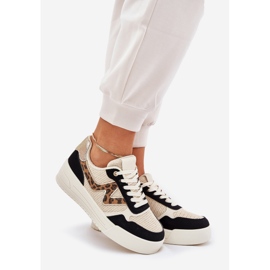 Női sportcipő a platformon leopárd nyomtatáson fekete 1