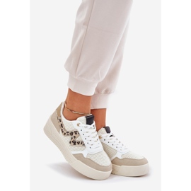 Női sportcipő a platformon leopárd bézs 1