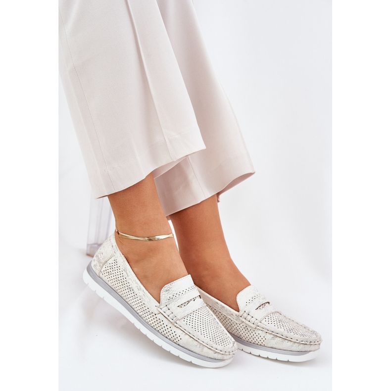 Női mokaszinok Eco bőrből, arany aranysárga 2