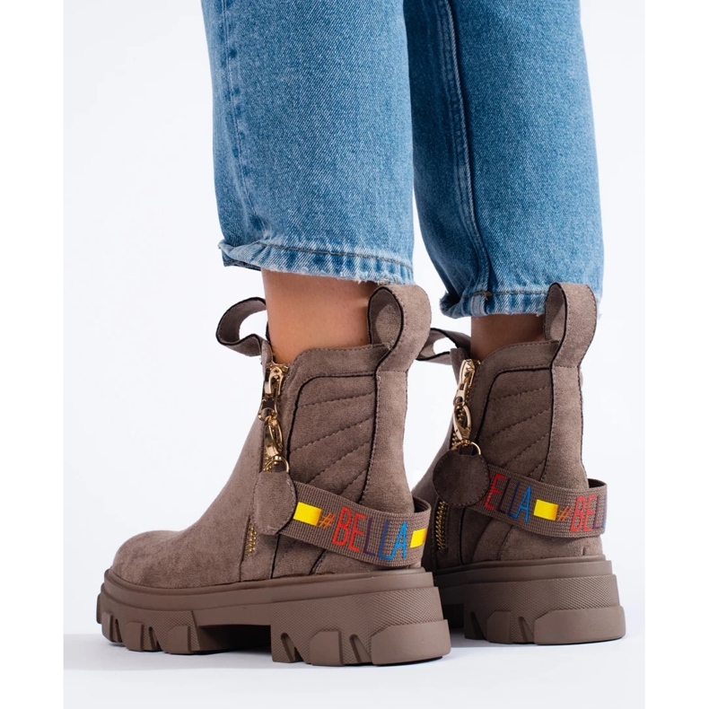 Női platform bokacsizma bézs 1