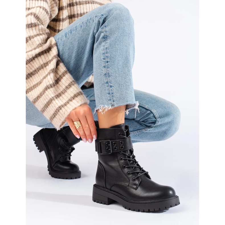 Ökológiai bőrből készült, fűzős női táskák fekete 2