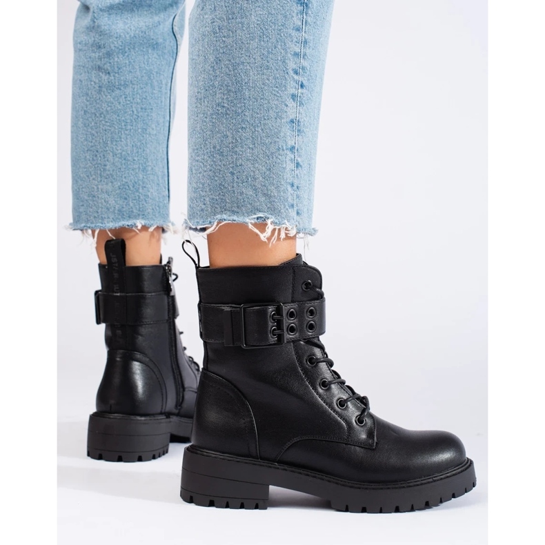 Ökológiai bőrből készült, fűzős női táskák fekete 1