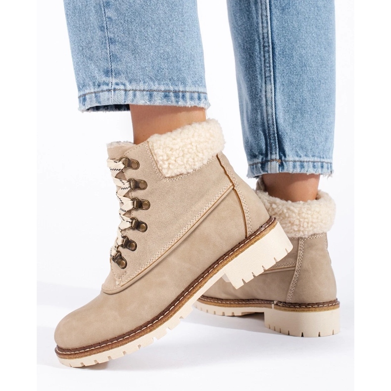 Női túracipő báránybőrrel barna 1