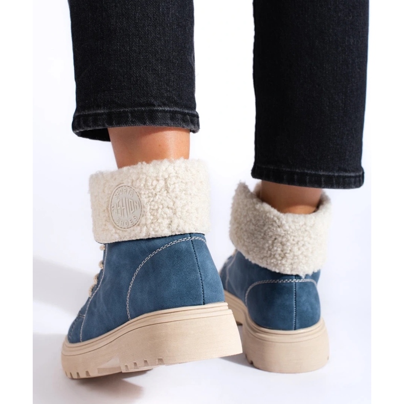 Női túracipő báránybőrrel kék 1