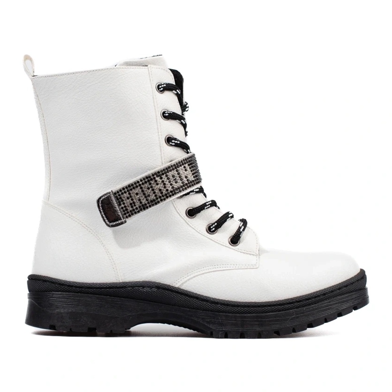 W. Potocki Potocki lány csizma kristályokkal fehér 1