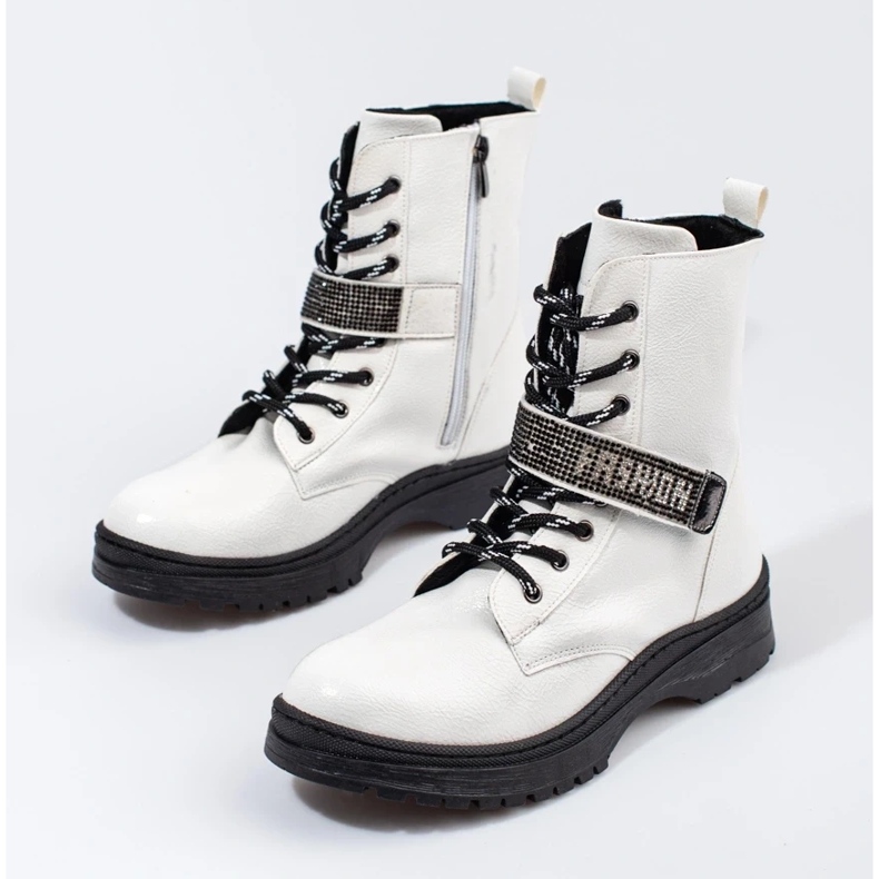 W. Potocki Potocki lány csizma kristályokkal fehér 2