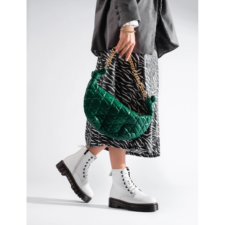 Női fehér fűzős csizma Big Star KK274536 2