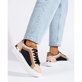 Női bézs tornacipő csillámmal 1