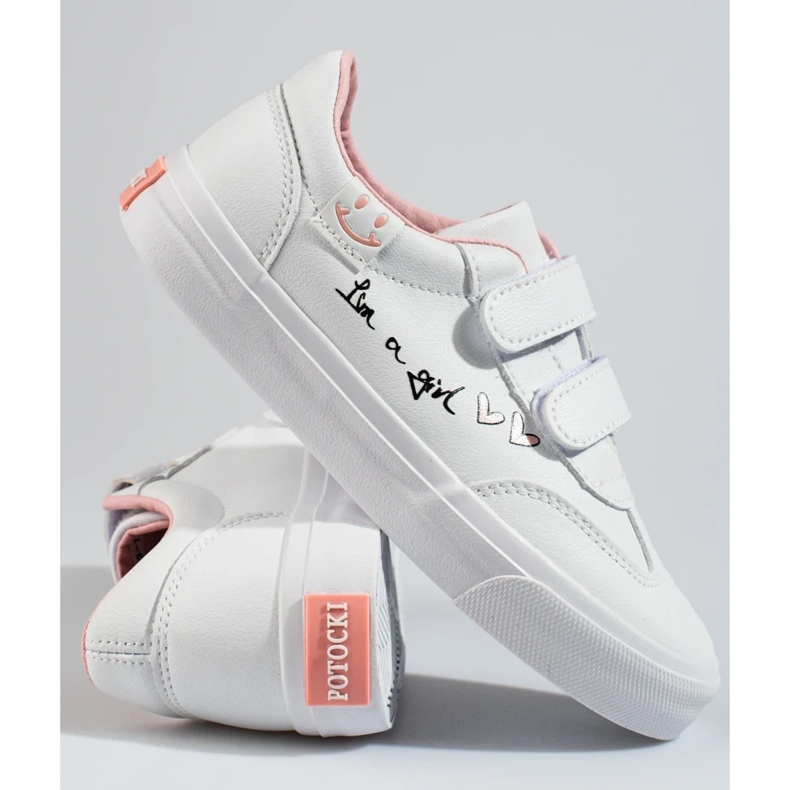 W. Potocki Tépőzáras sportcipő lányoknak Potocki fehér 2