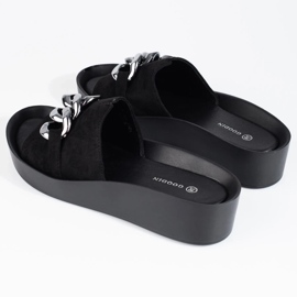 Kényelmes fekete Shelovet női papucs lánccal 2