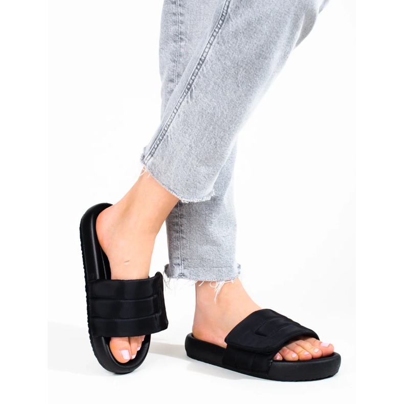 Shelovet női fekete tépőzáras papucs 2 Shelovet női fekete tépőzáras papucs 2