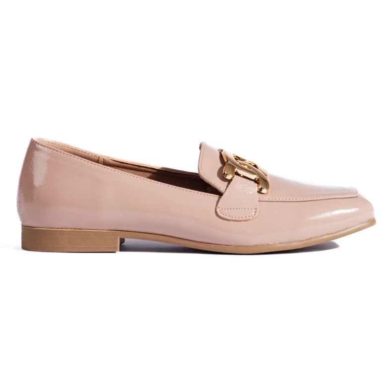 Lakkozott rózsaszín női cipő Shelovet lánccal 2