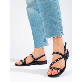 W. Potocki Fekete római szandál Potocki szegecsekkel 2