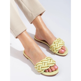 Elegáns lime női papucs lánccal a Shelovet-től zöld 2