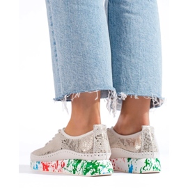 Női bőrcipő színes platformpal Shelvt aranysárga 1 Női bőrcipő színes platformpal Shelvt aranysárga 1