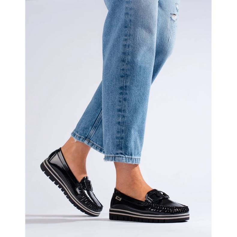 Patent fekete Shelovet platformcipők 2