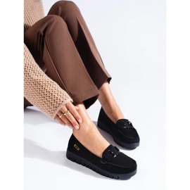 Goodin Velúr fekete mokaszinok vastag talppal 1