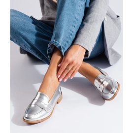 Shelovet női ezüst színű ökobőr mokaszinok 2