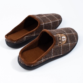 Shelovet férfi barna kockás papucs 1