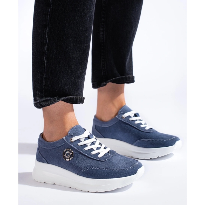 Kék bőr sportcipő 2