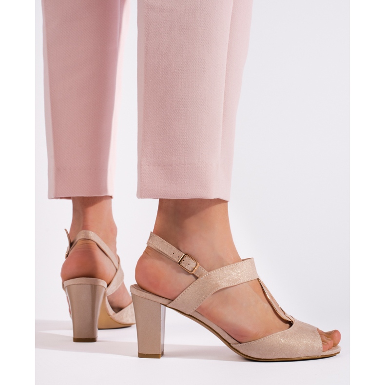 Goodin Női arany magassarkú szandál aranysárga 2