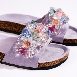 Női lila velúr papucs ibolya 2