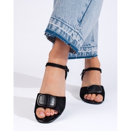 Fekete elegáns, magas sarkú szandál Sergio Leone-tól 2