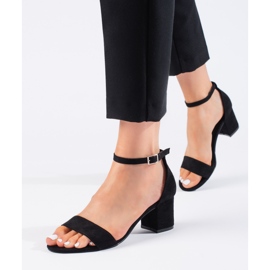 Seastar Fekete velúr magas sarkú szandál 2