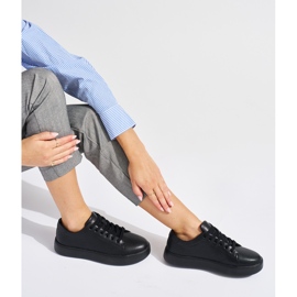 Sergio Leone Fekete bőr kötött sport cipők női sp014 1