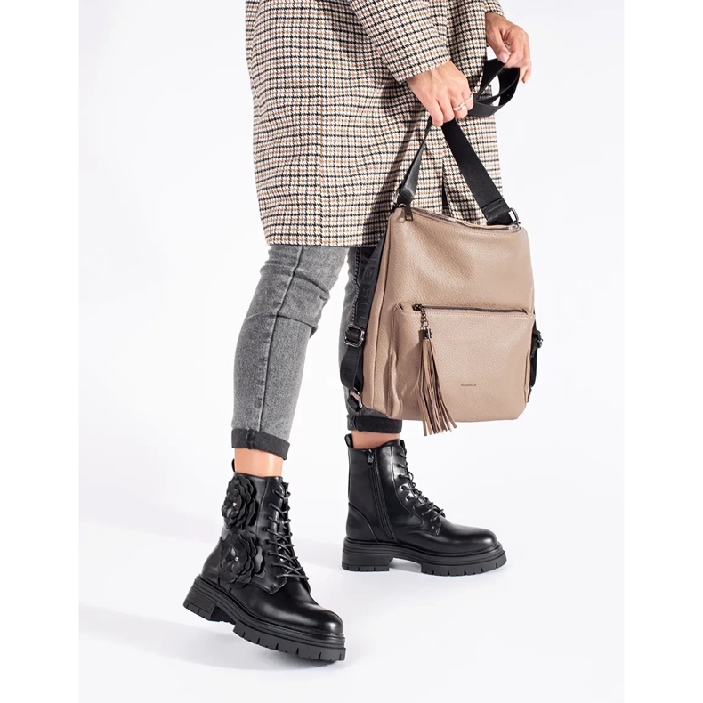 Seastar Fekete szigetelt munkáscsizma virágokkal 1