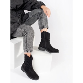 Női fekete velúr cowboy csizma 2