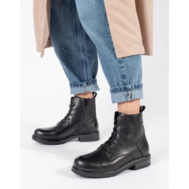 Fekete női bőr fűzős bokacsizma Sergio Leone-tól 2