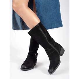 Női fekete bőr cowboy csizma Sergio Leone-tól 1