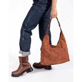 Női barna bőr Chelsea csizma Sergio Leone platformmal 2