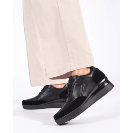 Fekete bőr női ék alakú cipő a Sergio Leone-tól 2