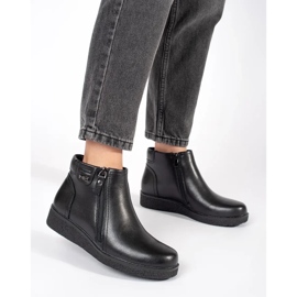 Fekete bőr kényelmes szigetelt csizma Sergio Leone-tól 2