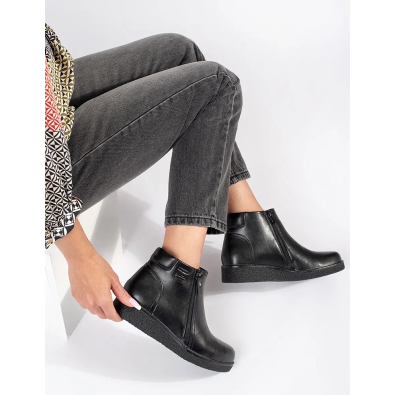 Fekete bőr kényelmes szigetelt csizma Sergio Leone-tól 1