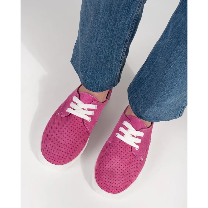 Goodin Rózsaszín nyílt munkás cipők természetes bőrből 1