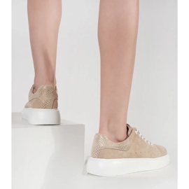 Goodin Bézs bőr cipők egy vastag talpon 1