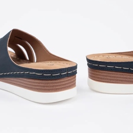 Kényelmes papucs alacsony kék ékeken 1