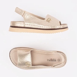 Goodin Nyitott puha arany szandál díszítéssel aranysárga 1